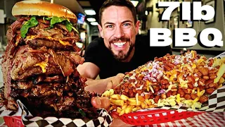 7lb BBQ BURGER CHALLENGE WITH CHILI CHEESE FRIES IN CLOVIS CALIFORNIA | MAN VS FOOD