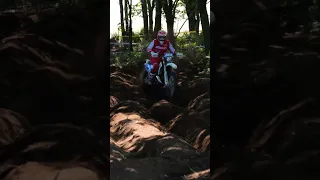 Fantic 125 2 stroke fighting with big ruts!