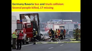 Germany Bavaria A9 Muenchberg: Bus burst into flames after collision with truck: 18 dead, 31 injured