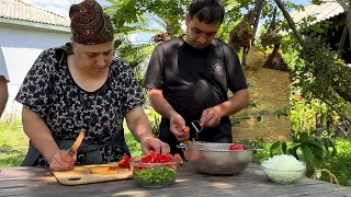 RELAXING VILLAGE AZERBAIJAN | GRANDMA COOKING IN VILLAGE | UNIQUE RECIPE FROM GRANDMA N