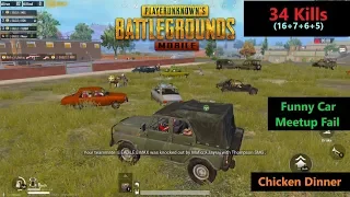 [Hindi] PUBG Mobile | Car Meetup Fail & "34 Kills" Chicken Dinner