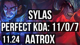 SYLAS vs AATROX (TOP) | 11/0/7, 9 solo kills, Legendary | KR Master | 11.24