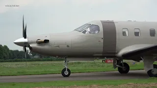 Pilatus PC-12/47E NGX LX-LFI With Reverse thrust Taxi & Female Pilot Teuge Airport 21 Aug 2021