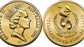 1 доллар Австралия 1986г. Международный год мира.1dollar Australia 1986 years of the peace🇦🇺