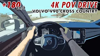 2021 VOLVO V90 CROSS COUNTRY B5 (250 HP) 4K POV DRIVE TEST ONBOARD | Countryside German Autobahn