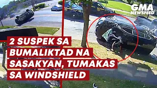 2 suspek sa bumaliktad na sasakyan, tumakas sa windshield | GMA News Feed
