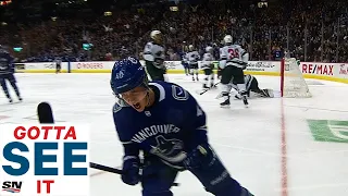 GOTTA SEE IT: Michael Del Zotto Forces Turnover, Feeds Elias Pettersson For Lethal One-Timer