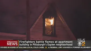 Firefighters battle flames in Pittsburgh's Esplen neighborhood