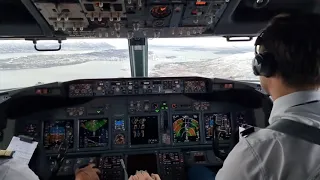 Flyr Boeing 737-800 Cockpit Landing into Snowy Tromsø