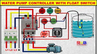3 Phase DOL Starter Control and Power Wiring Diagram! water Pump Controller with float switch