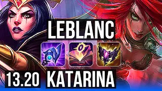 LEBLANC vs KATARINA (MID) | 7 solo kills, 66% winrate, 15/4/14, Godlike | EUW Master | 13.20