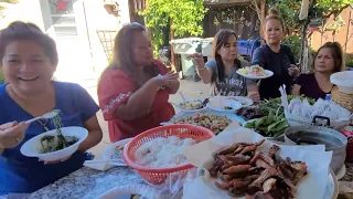 Eating Lao traditional food together before going to Laos.  3 sisters visiting, from Texas & NewYork