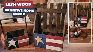 DIY Rustic Patriotic Lath Wood Tote and Wall Pocket - Primitive Style Crafts