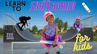 Learn to Skateboard for Kids | A Step by Step Tutorial | Handy Kid & Fun with Jannah Collab