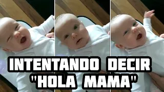 ANA, la hija de PAMPITA intentando decir sus primeras palabras junto a su abuela: "HOLA MAMÁ".