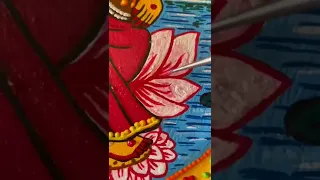 Maa Lakshmi painting on an earthen plate