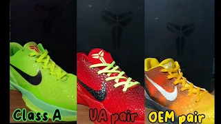 Comparing different kinds of reps Class A,UA quality and OEM quality(Kobe 6 edition)