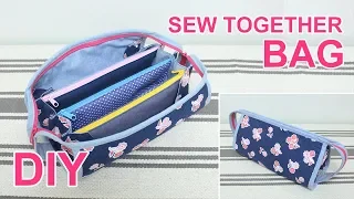 DIY Sew Together bag | 지퍼 칸칸 소잉파우치 만들기 | sewing a bag together |マルチポーチ作り方 #sewingtimes