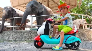 Nikita Kecil mengendarai dan bermain di Video kebun binatang untuk anak anak