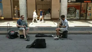 We Will Rock You (revisited) - busking in Turin 6th July 2019