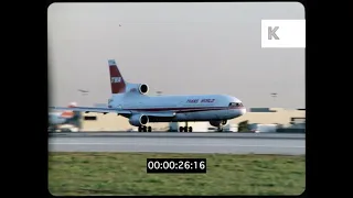 TWA L-1011 TriStar Plane Taking Off and Landing, 1980s LAX Airport, 35mm