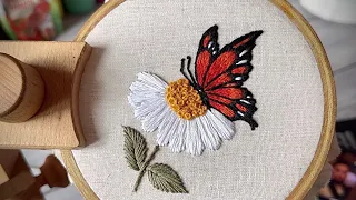 Butterfly embroidery tutorial || Embroidery for beginners || Let’s Explore