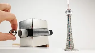 Magnetic Cannon VS CN Tower out  of Magnetic Balls | Magnetic Games