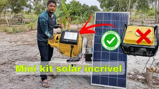 MINI KIT SOLAR LIGA QUASE TUDO ATÉ BOMBA DE ÁGUA. BEM MAIS EM CONTA DO QUE GERADOR A GASOLINA