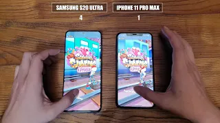 Samsung S20 Ultra vs iPhone 11 Pro Max | test video dis play, speedtest Comparison