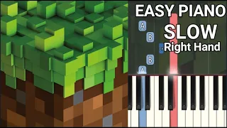 C418 - Wet Hands - Minecraft (SLOW) Right Hand Easy Piano Tutorial