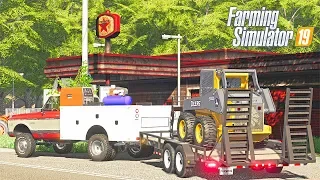 UNLOADING A BROKE DOWN JOHN DEERE WITH A SKID STEER | UMRV FS19 (RVR)