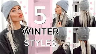 5 HEATLESS WINTER HAT HAIRSTYLES - EASY & QUICK! | LYSSRYANN