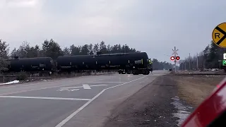 Riding Liquefied Petroleum Tankers Pushed Thru Town, Massive Train Northbound! #trains #trainvideo