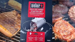 Weber rapid fire chimney BBQ grill starter set