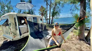 Sleeping in BUS ALONE ,down by the BEACH| EXPLORING BOCA GRANDE after HURRICANE IAN #airbnb