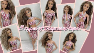 Barbie doll  8 different types of wrap crop tops. #barbie #miniature #viral #trending #easydress