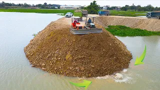 Update Best Video Good Location Unprecedented development with two bulldozer push land in lake