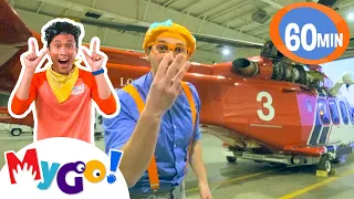 Exploring a Firefighting Helicopter | Blippi | MyGo! Sign Language for Kids | Educational Videos