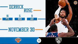 Derrick Rose's Full Game Highlights: 16 PTS, 5 REB, 9 AST vs Nets | 2021-2022 NBA Season | 11/30