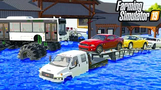 MASSIVE FLOOD! RESCUING $500,000 IN TRUCKS! | (ROLEPLAY) FARMING SIMULATOR 2019