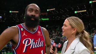 James Harden on clutch dagger 3, stunning Celtics in Game 1 without Joel Embiid | NBA on ESPN