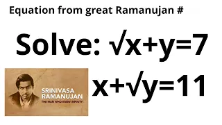 How real men solves a simple equation (when Ramanujan gets bored)|using elimination and Substitution