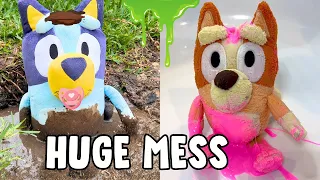 Baby Bluey and Baby Bingo Make a HUGE Mess | Bluey Muddy Mess | Bluey Bath | Baby Bluey Pretend Play