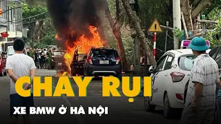 Xe BMW cháy trơ khung ở Hà Nội