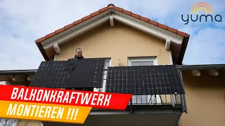 Balkonkraftwerk an Balkongeländer montieren, Yuma Balcony 840+, Hoymiles HMS-800W-2T