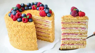 MEDOVIK ☆ Honey CAKE with raspberries