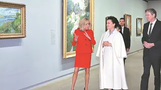 Peng Liyuan, wife of President Xi Jinping, visits the Orsay Museum with Brigitte Macron