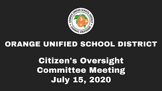 Measure S Citizens' Oversight Committee Meeting - July 15, 2020