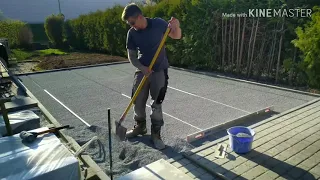 Pflaster legen, Splitt abziehen, Terrassenplatten legen (Zeitraffer) Teil 2, laying concrete pavers