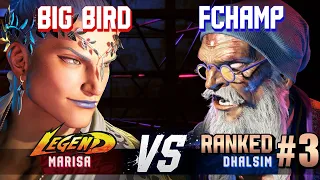 SF6 ▰ BIG BIRD (Marisa) vs FCHAMP (#3 Ranked Dhalsim) ▰ High Level Gameplay